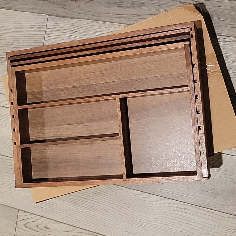 Set of 2 CB2 Expandable Walnut accessories kitchen drawer insert